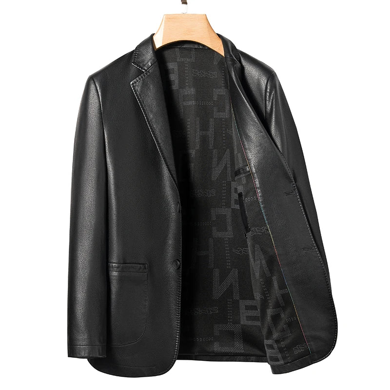 YN-2330 Natural Sheep Leather Casual Suit Men's Jacket Slim Spring and Autumn Thin Section Black Brown