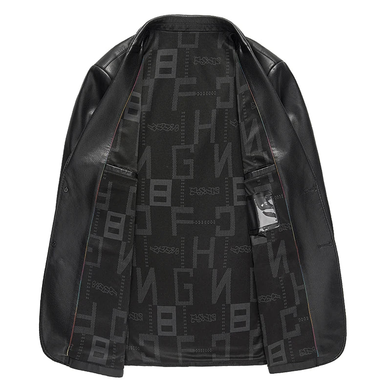 YN-2330 Natural Sheep Leather Casual Suit Men's Jacket Slim Spring and Autumn Thin Section Black Brown