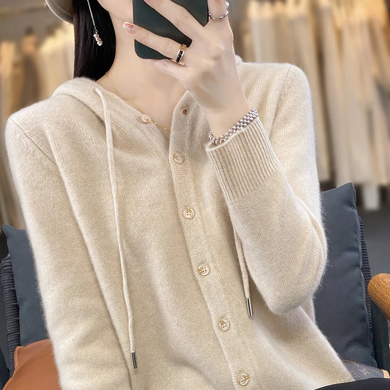 Women Cardigans Hooded Single Breasted Thick Warm Sweater Loose Knitted Bottoming Shirt Autumn Winter Knit Fashion Korean Jumper