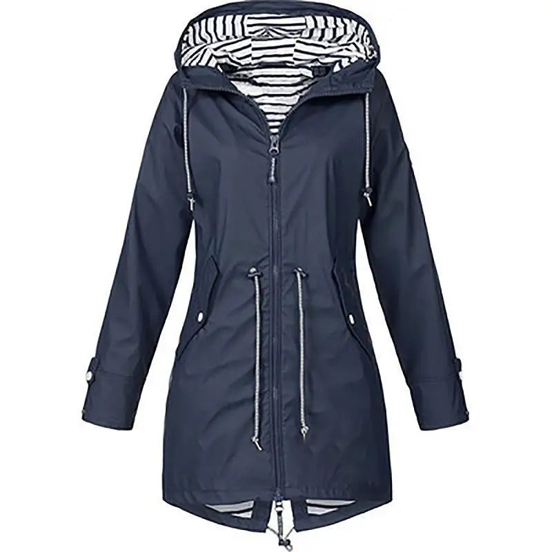Women Fashion Raincoat Windbreak Rain Outdoor Camping Windproof Jacket Hiking Lightweight Hooded Coats Casual Plus Size S-5XL