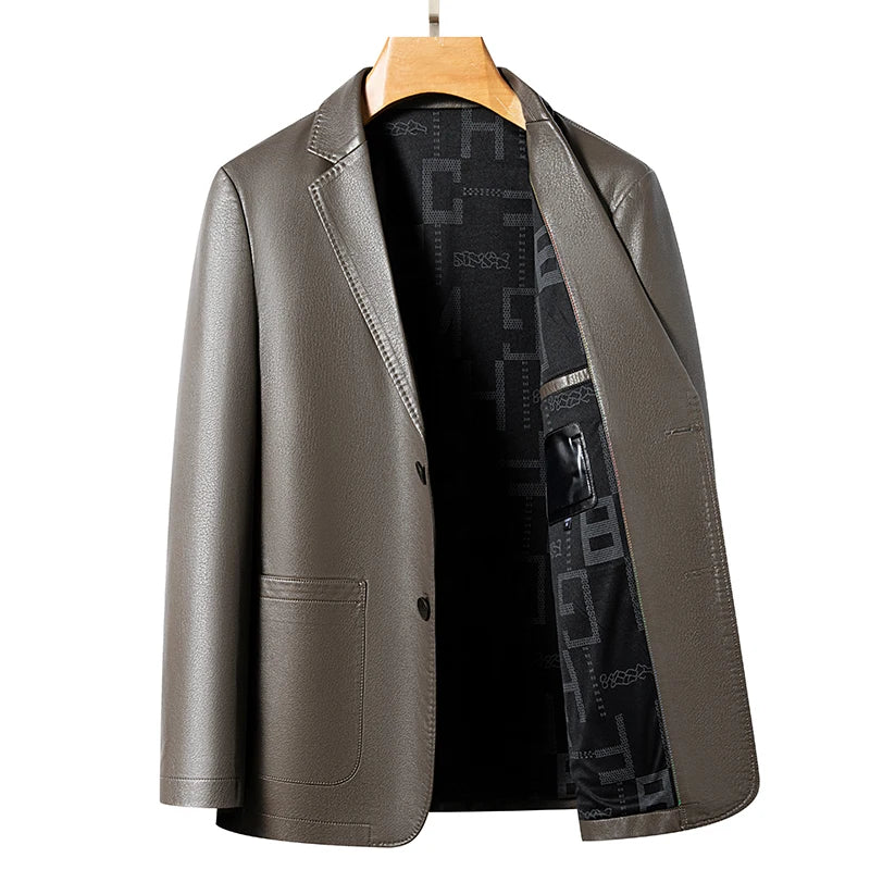 YN-2330 Natural Sheep Leather Casual Suit Men's Jacket Slim Spring and Autumn Thin Section Black Brown