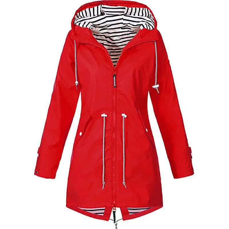 Women Fashion Raincoat Windbreak Rain Outdoor Camping Windproof Jacket Hiking Lightweight Hooded Coats Casual Plus Size S-5XL