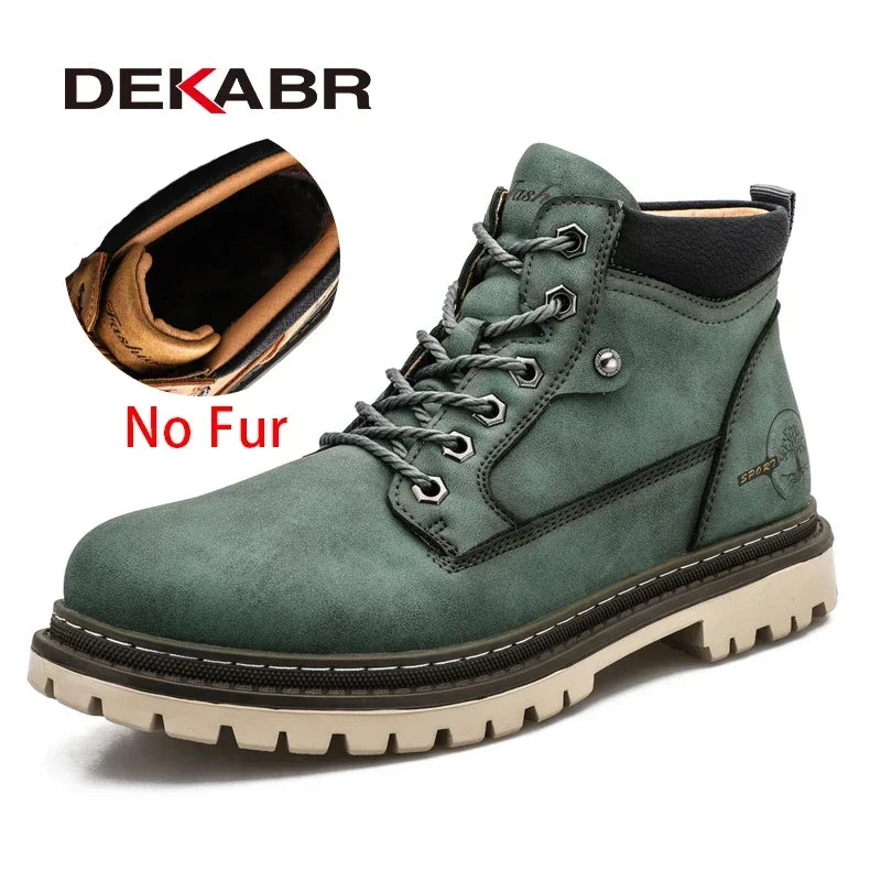DEKABR Casual Shoes For Men Autumn Winter Warm Fur Plus Comfortable Retro Boots Wear-Resistan Leisure Vintage Style Boots Men