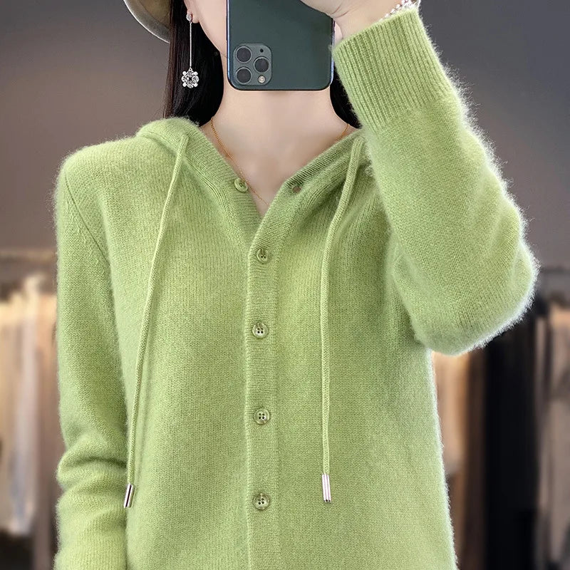 Women Cardigans Hooded Single Breasted Thick Warm Sweater Loose Knitted Bottoming Shirt Autumn Winter Knit Fashion Korean Jumper