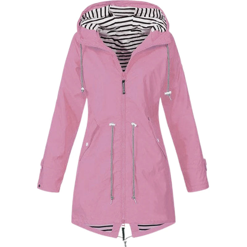 Women Fashion Raincoat Windbreak Rain Outdoor Camping Windproof Jacket Hiking Lightweight Hooded Coats Casual Plus Size S-5XL