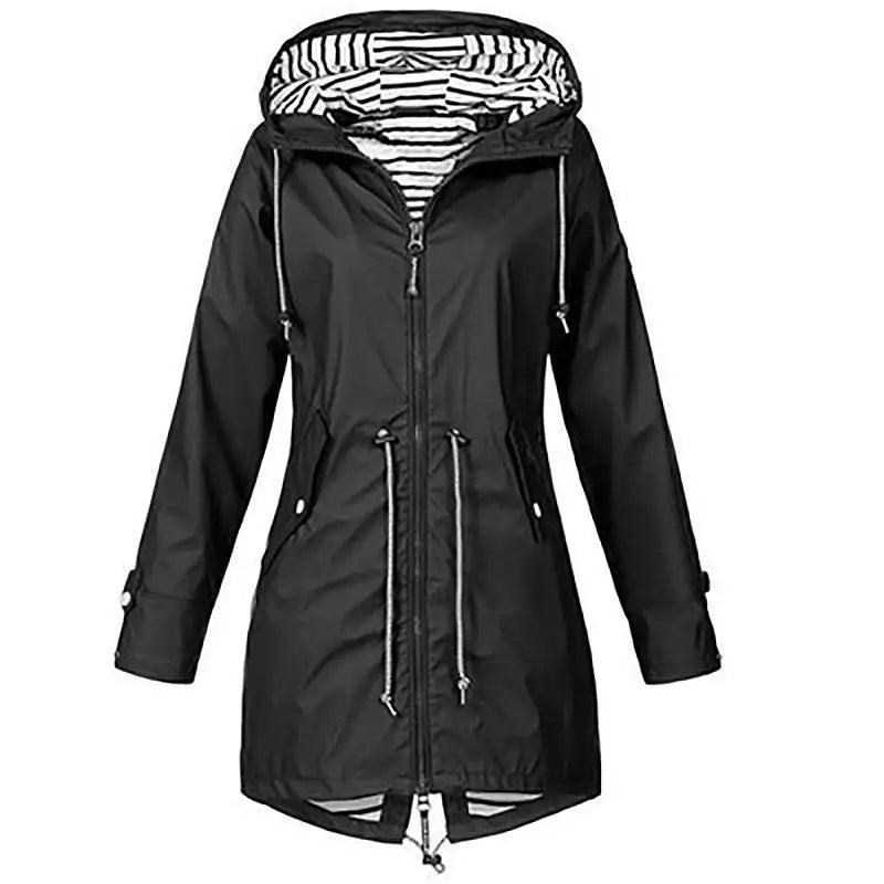 Women Fashion Raincoat Windbreak Rain Outdoor Camping Windproof Jacket Hiking Lightweight Hooded Coats Casual Plus Size S-5XL