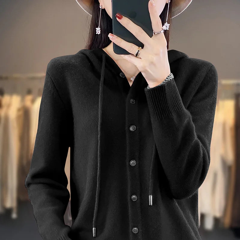 Women Cardigans Hooded Single Breasted Thick Warm Sweater Loose Knitted Bottoming Shirt Autumn Winter Knit Fashion Korean Jumper