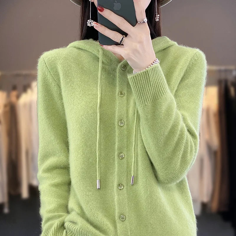 Women Cardigans Hooded Single Breasted Thick Warm Sweater Loose Knitted Bottoming Shirt Autumn Winter Knit Fashion Korean Jumper