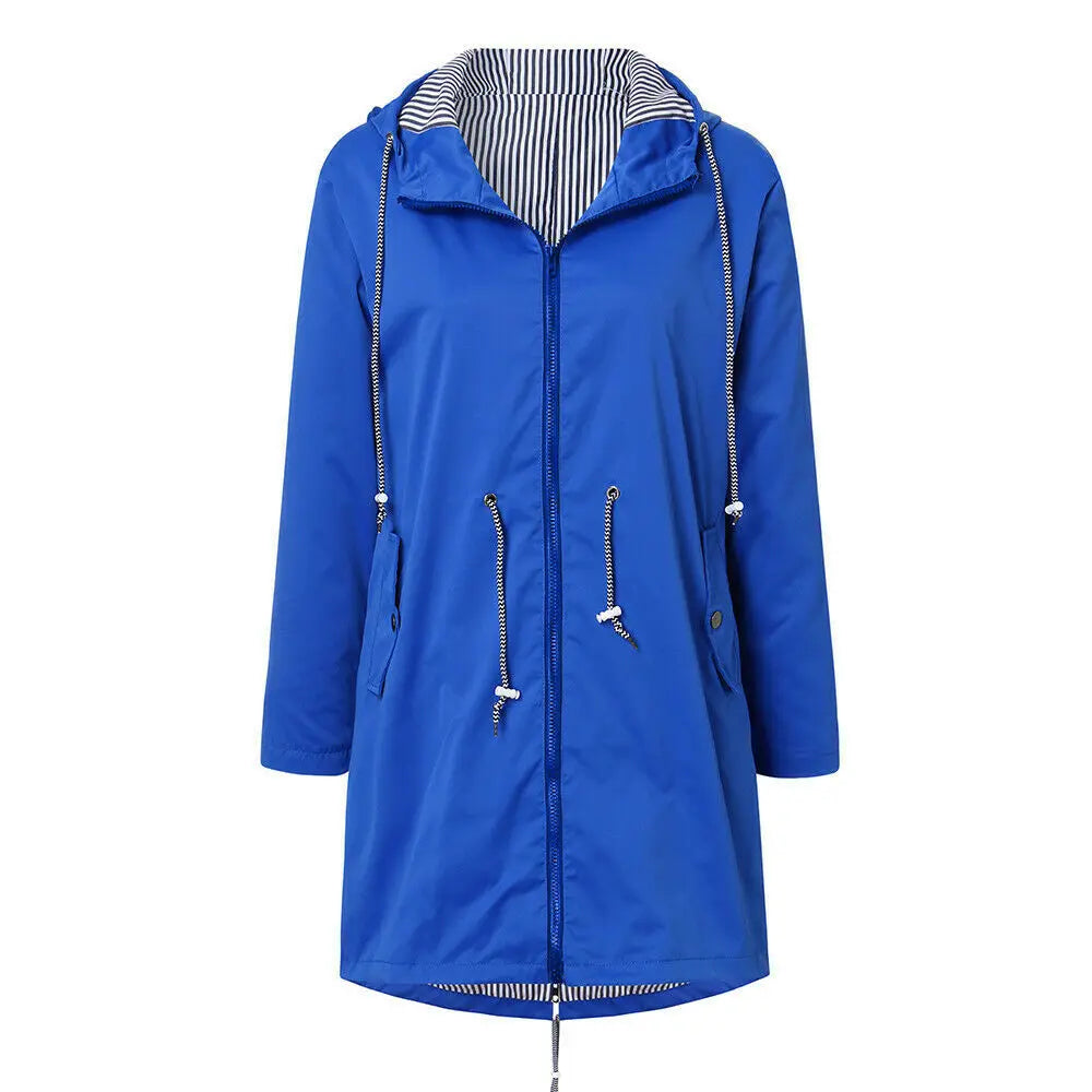 Women Fashion Raincoat Windbreak Rain Outdoor Camping Windproof Jacket Hiking Lightweight Hooded Coats Casual Plus Size S-5XL