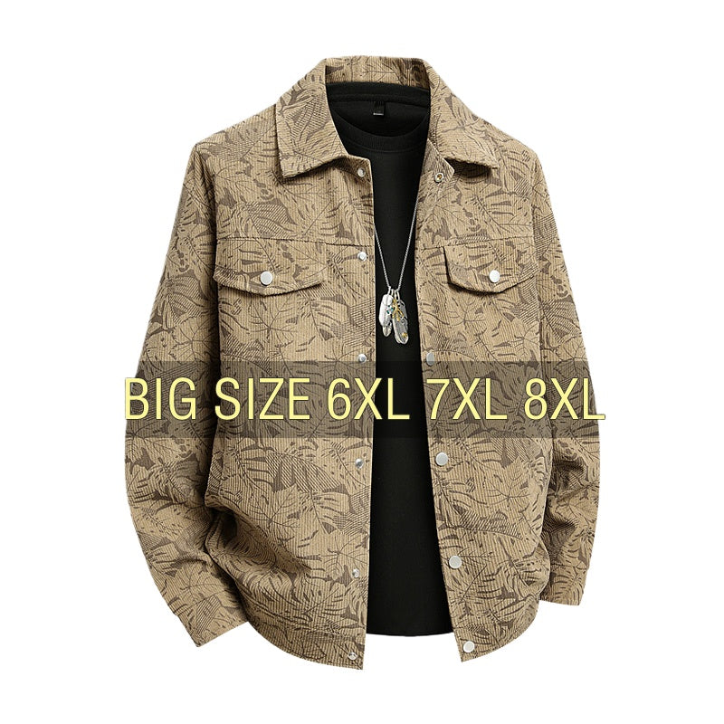 Men Jacket Corduroy Trench Coats Oversize 6XL 7XL 8XL Plus Size Print Spring Pattern Hip Hop Motorcycle Pocket Streetwear Soft